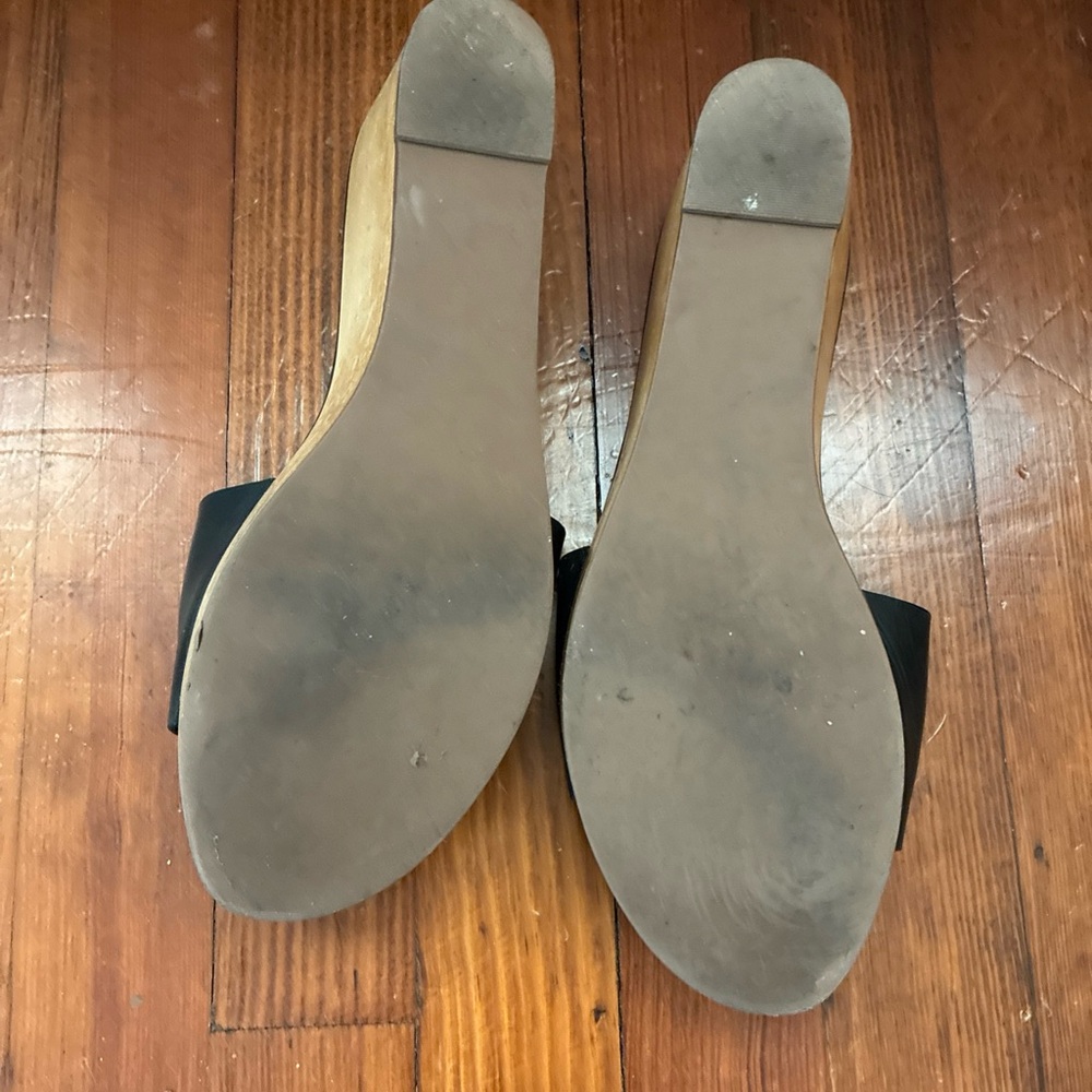 Tory Burch INES 80mm Wedge Sandal Leather and Wood Black- Size 8.5 - Picture 5 of 6